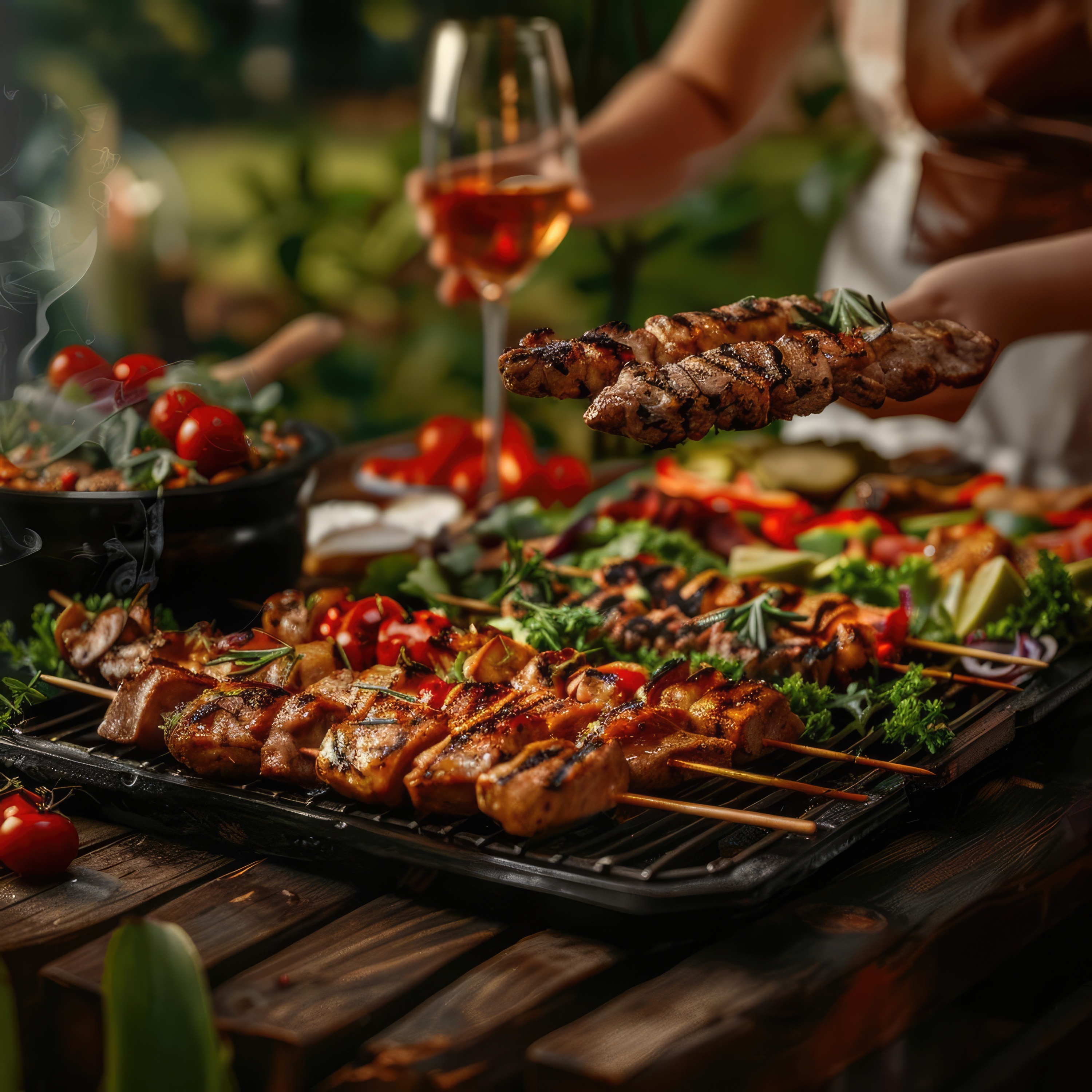Grilled dishes prepared for Memorial Day at Tenuta Torciano