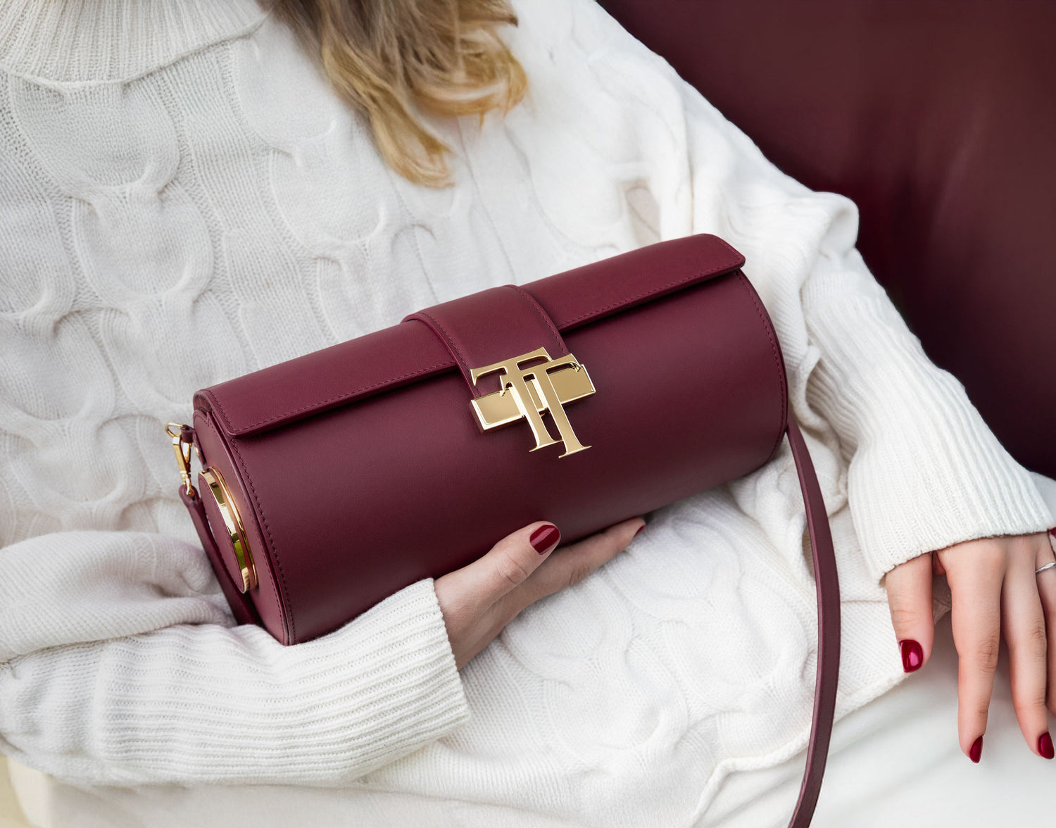 cherubina bordeaux leather handbag by torciano atelier