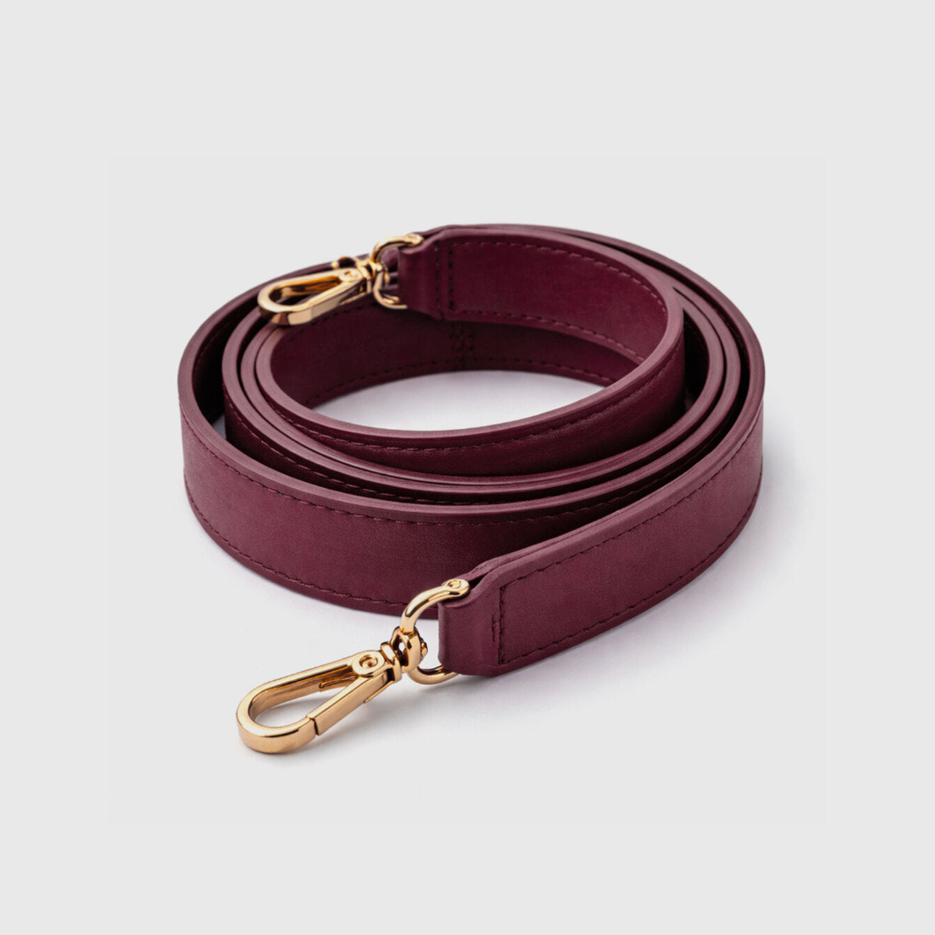 cherubina removable bordeaux leather shoulder strap with gold clips