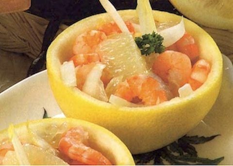 Shrimp cups with orange