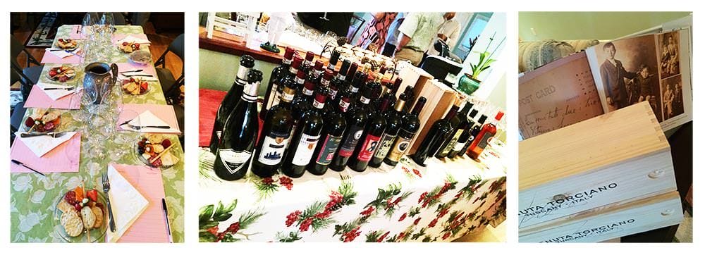 Collage della degustazione di vino toscano alle Hawaii