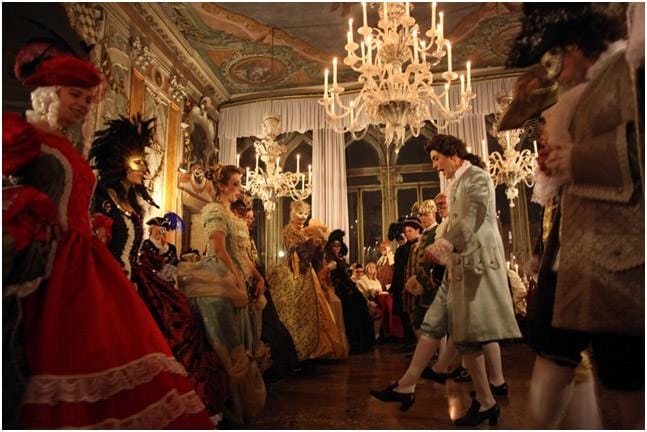 Costumed dancing at the masquerade ball